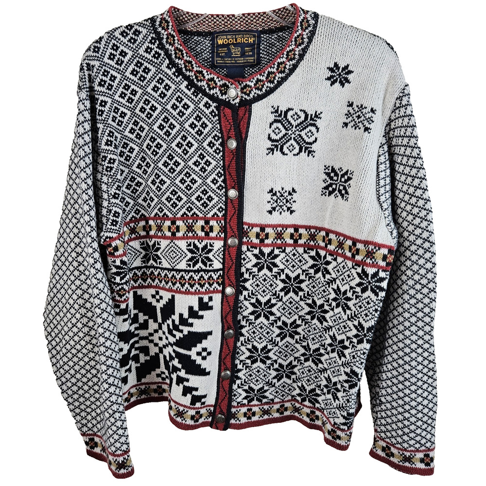 Vintage Woolrich John Rich And Bros Cardigan sweater Women’s L Nordic Fair Isle